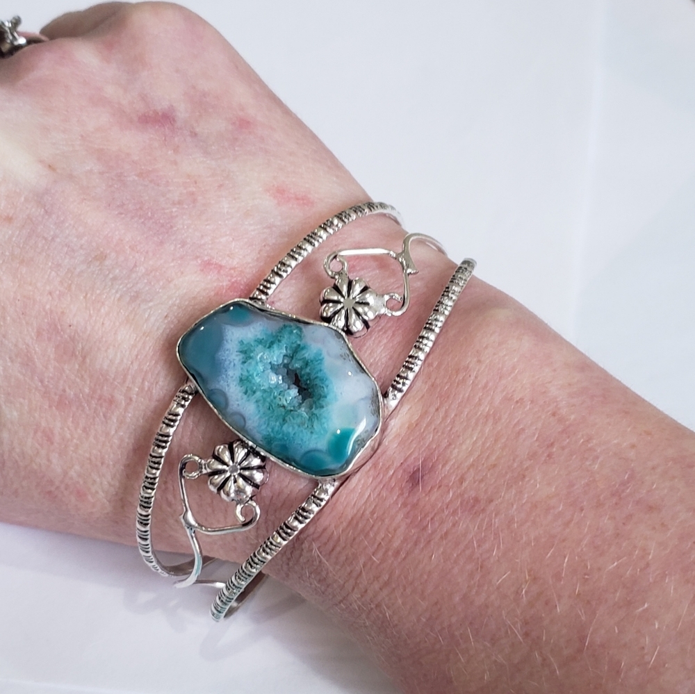 Agate gemstone, 925 silver bracelet - Picture 9 of 15